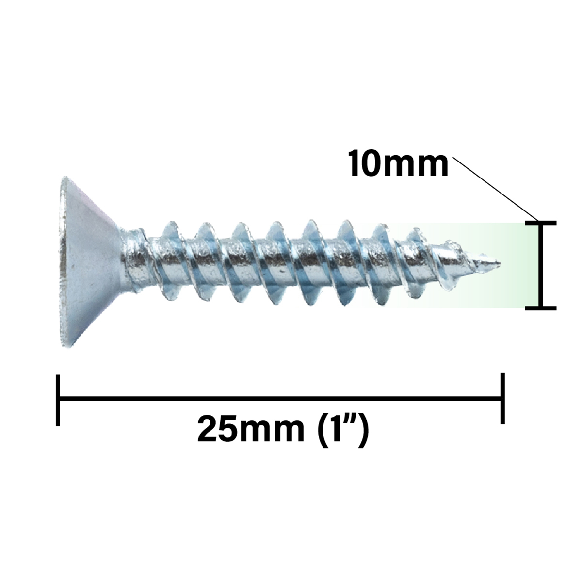 Rikä TWSR028 Woodscrew Twin-Thread CSK BZP 10 x 1in 200pk